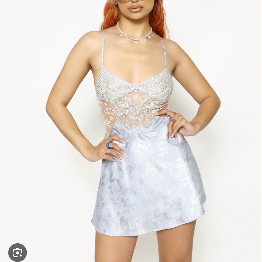 Boys Lie “Caught Slippin” Butterfly Dress in Blue